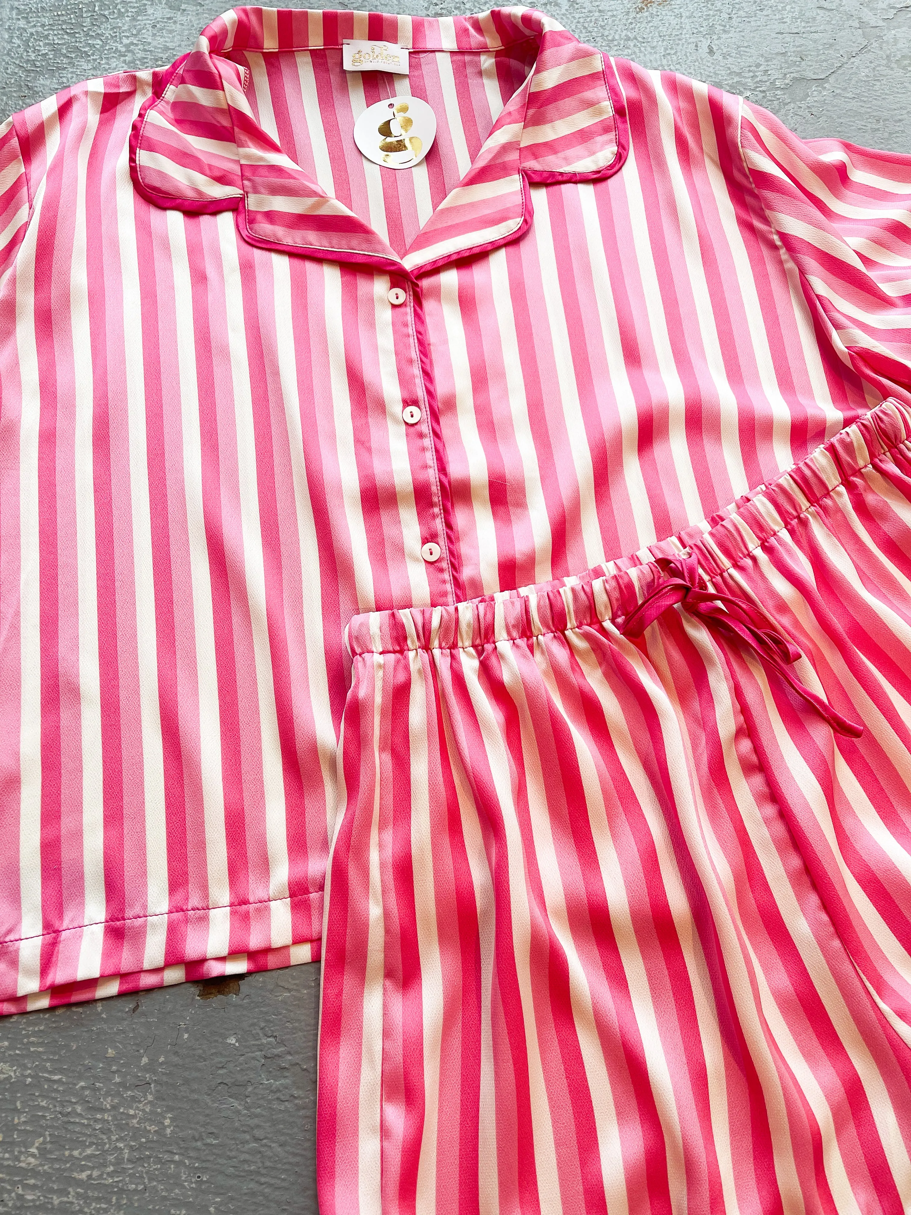 Plus Size Pink Striped Pajama Set