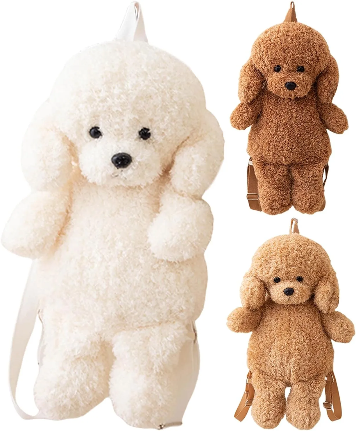 Plush Backpack, Dog Shoulder Purse, Cute Realistic Design, Lightweight and Soft, Everyday Travel Use for Kids and Girls, Plush Puppy Backpack, 13.78