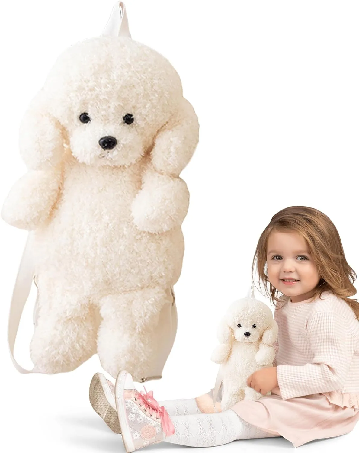 Plush Backpack, Dog Shoulder Purse, Cute Realistic Design, Lightweight and Soft, Everyday Travel Use for Kids and Girls, Plush Puppy Backpack, 13.78