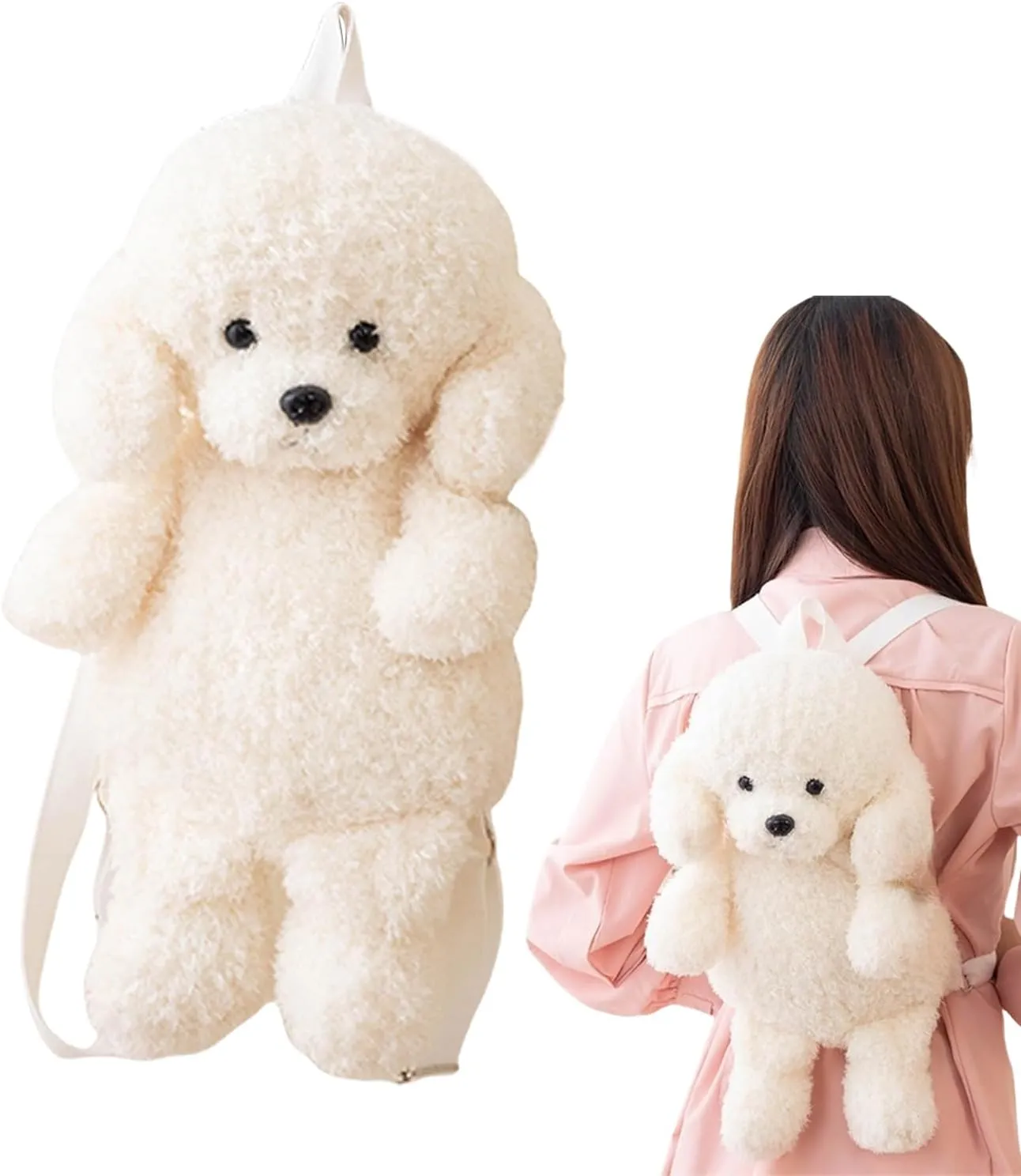 Plush Backpack, Dog Shoulder Purse, Cute Realistic Design, Lightweight and Soft, Everyday Travel Use for Kids and Girls, Plush Puppy Backpack, 13.78