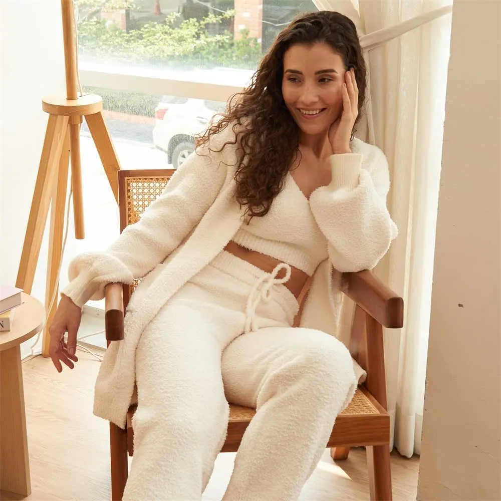 Plush Cozy Lounge Wear, Pleshy Cozy Knit Set, Plush Cozy Pajamas, Plush Cozy Knit Set Wear 4 Piece