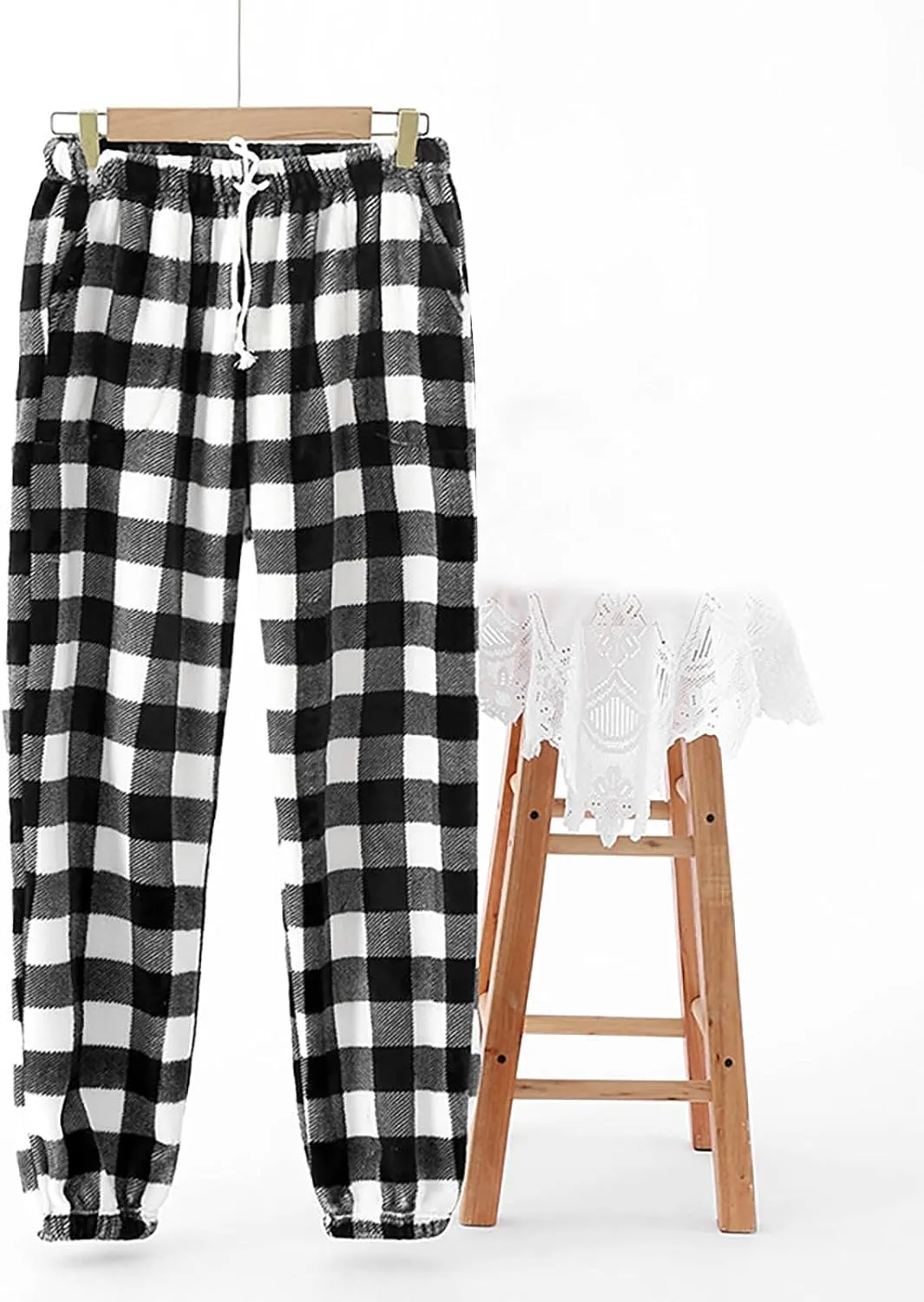 Plush Pajama Pants for Women Fluffy Fleece Lounge Pants Fuzzy Warm Pj Bottoms Cozy Fuzzy Flannel Loungewear Pants