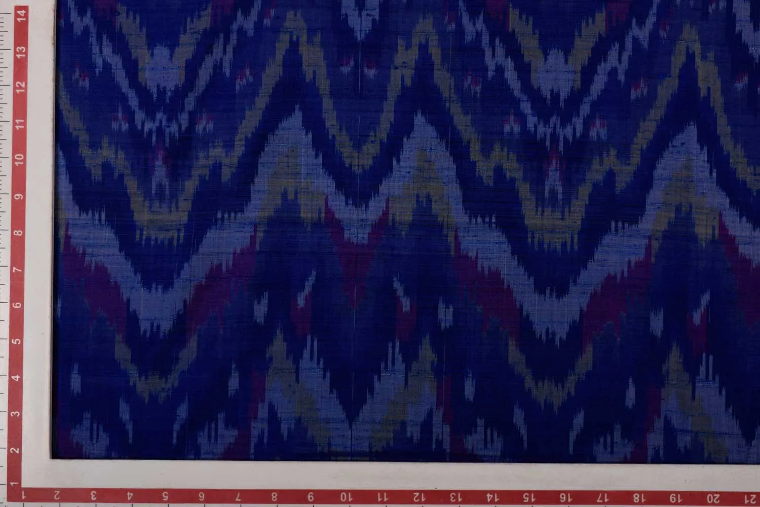 Precut Of 1 Meter Of Blue Raw Silk Ikat Fabric