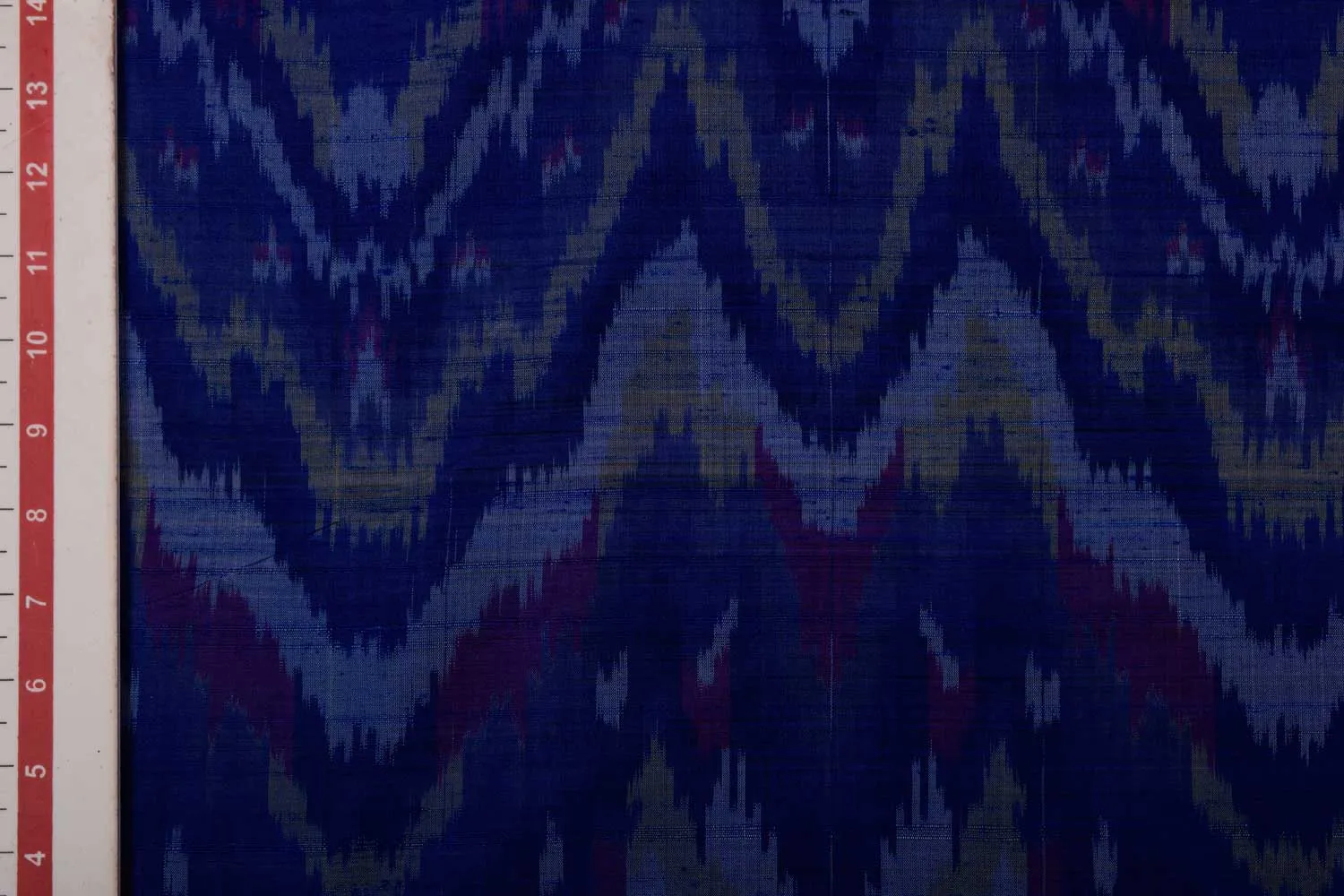 Precut Of 1 Meter Of Blue Raw Silk Ikat Fabric