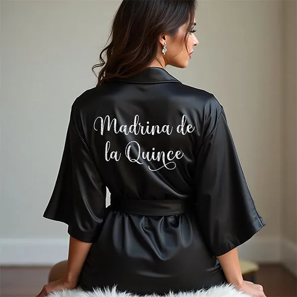 Pretty Personalized Quinceanera Robe and Slipper Set