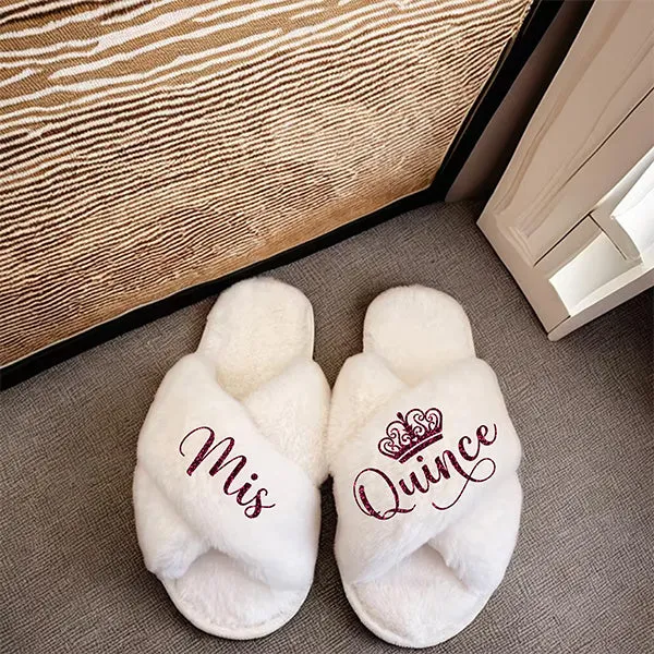 Pretty Personalized Quinceanera Robe and Slipper Set