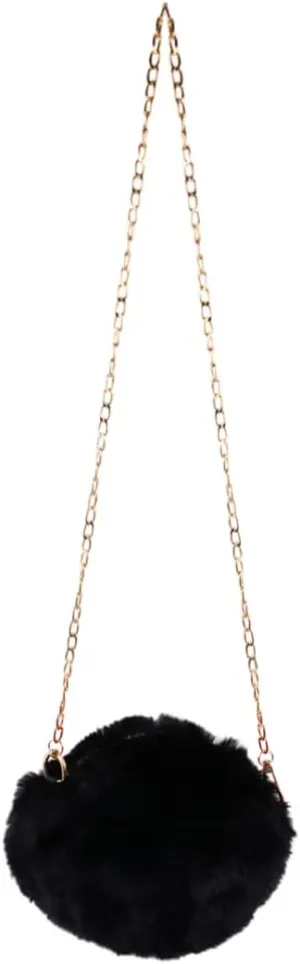 PRETYZOOM Mini Crossbody Bag Plush Round Shoulder Bag Trendy Pendant Mini Purse Chain Strap