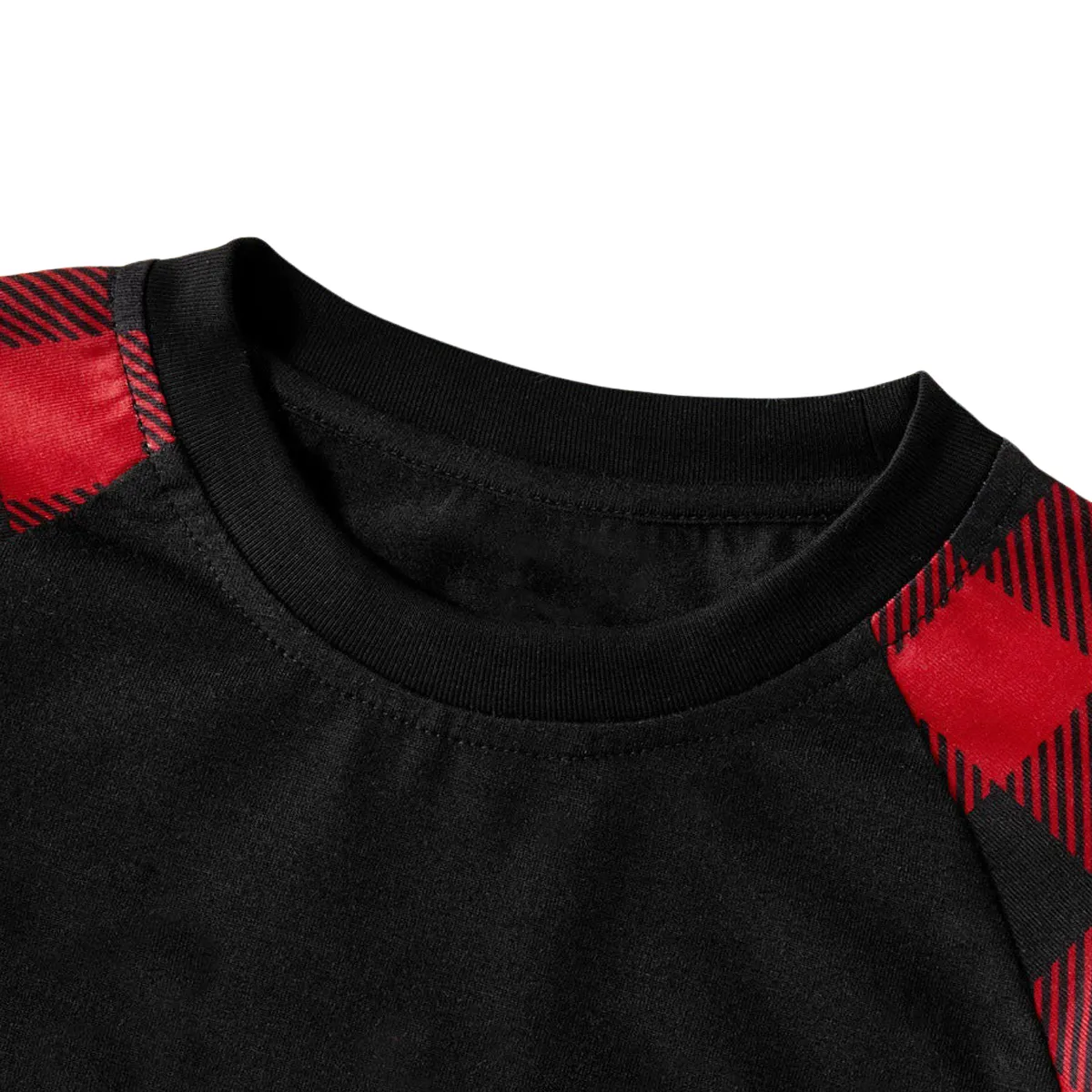 "2024 Merry Christmas" Text Print Black & Red Plaid Christmas Matching Pajamas