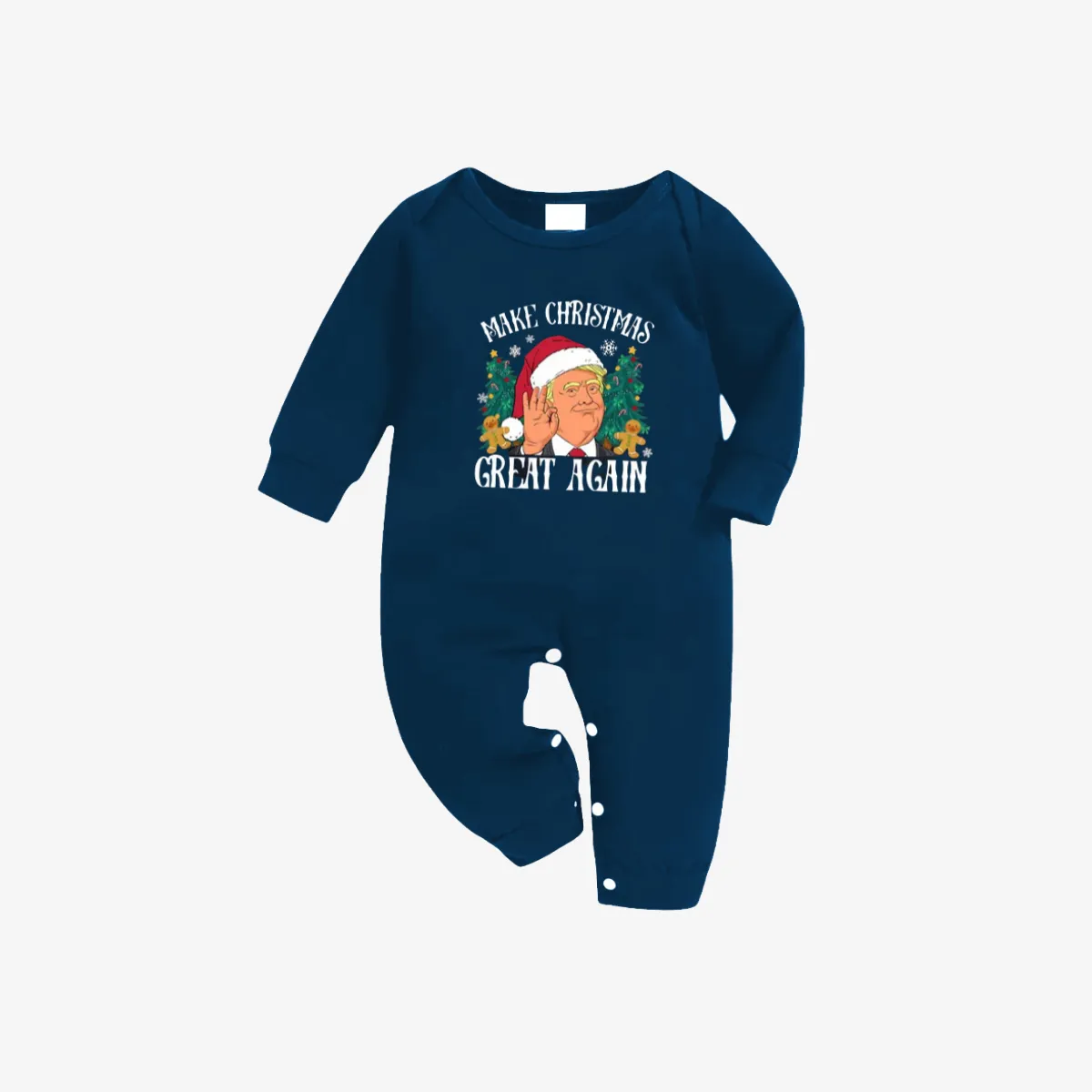 "MERRY CHRISTMAS GREAT AGAIN" Letter Printed Sky Blue Plaid Family Pajamas Sets