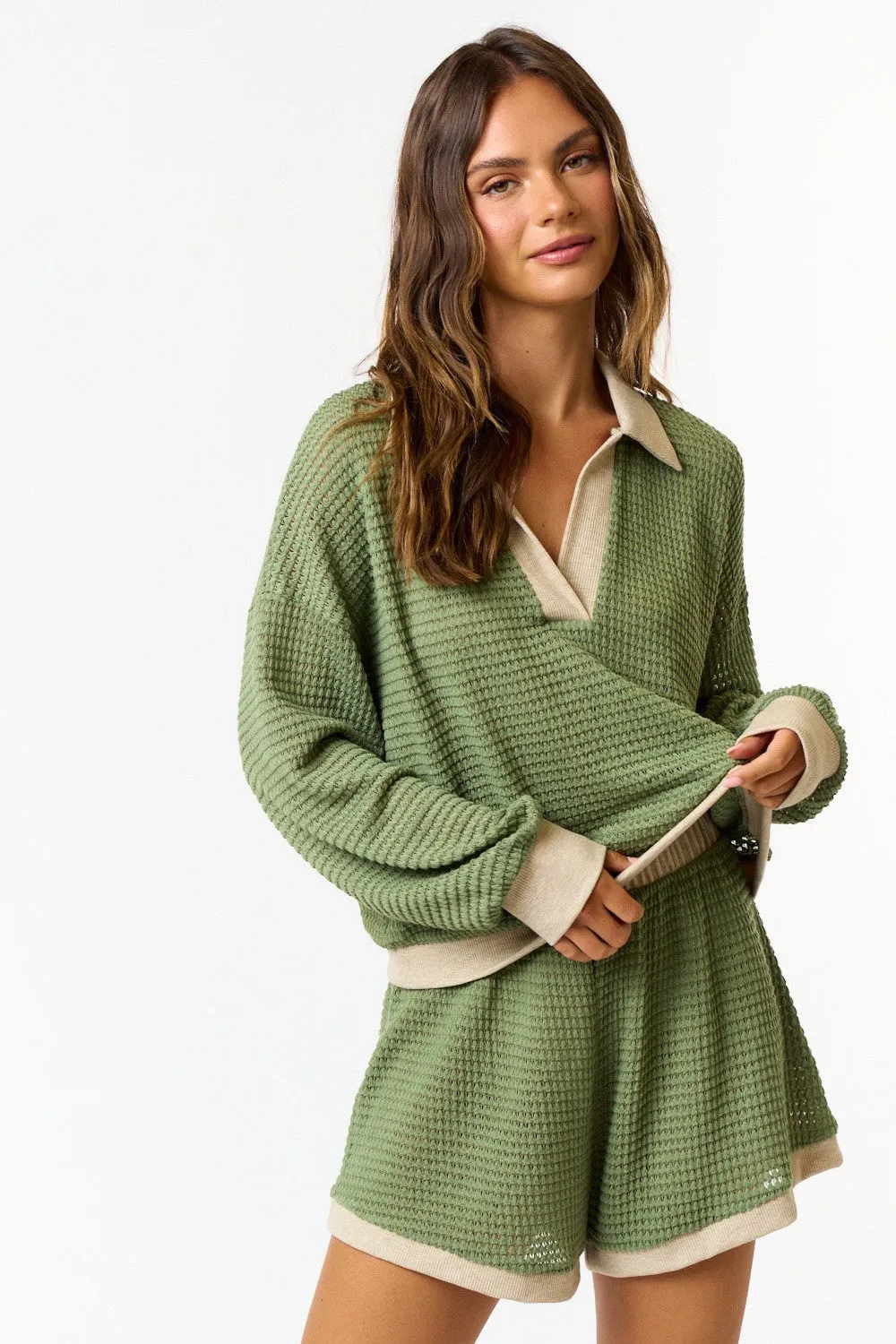 "September Sundays" Green & Beige Crochet Matching Lounge Set