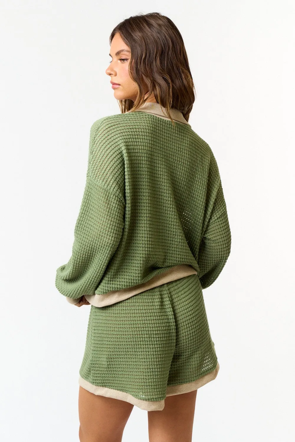 "September Sundays" Green & Beige Crochet Matching Lounge Set