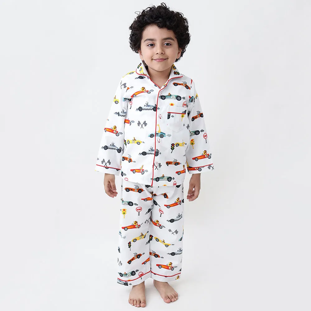 Racing Cars Organic Pajama Set For Kids