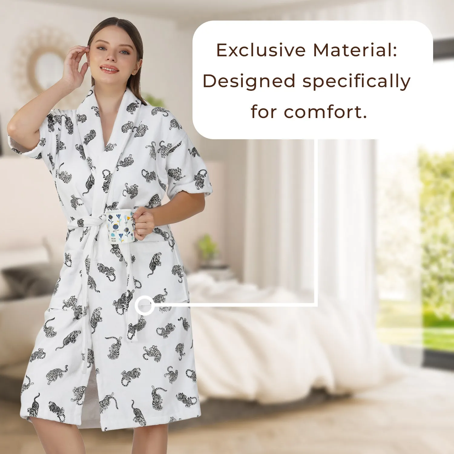 Rangoli Jaguar Cotton Bathrobe for Women