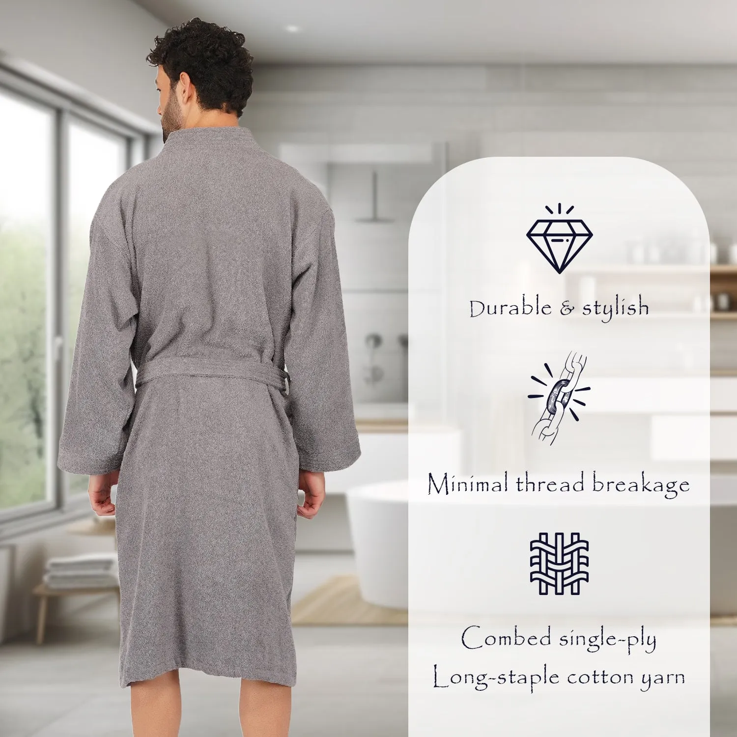 Rangoli Noble Cotton Adult Bathrobe for Men 400 GSM