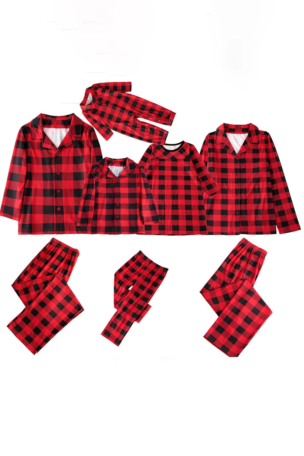 Red Plaid Christmas Family Matching 2 Pieces Pajamas Set
