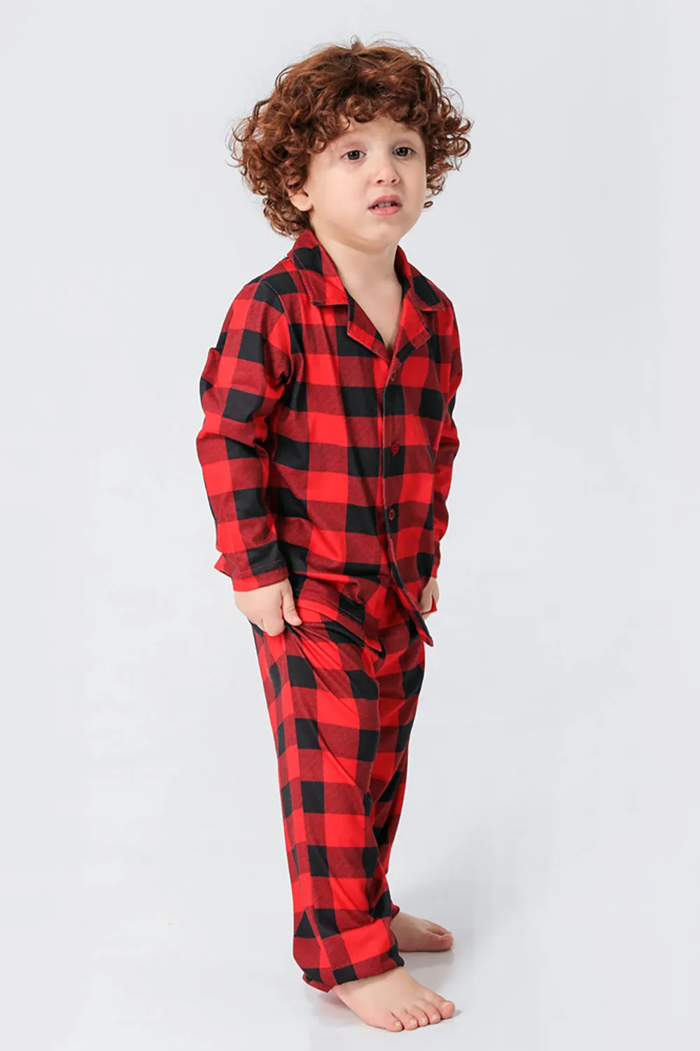 Red Plaid Christmas Family Matching 2 Pieces Pajamas Set