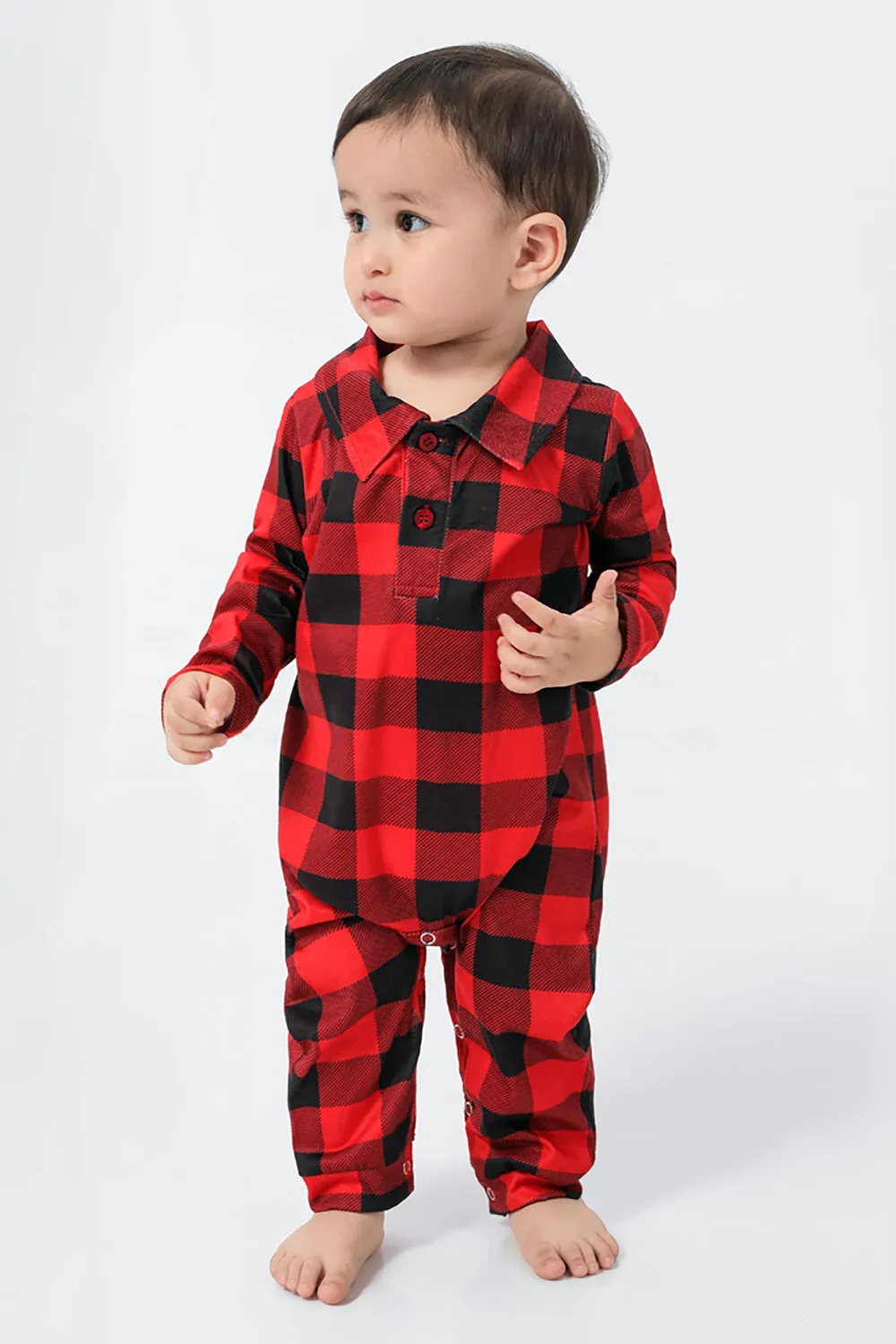 Red Plaid Christmas Family Matching 2 Pieces Pajamas Set