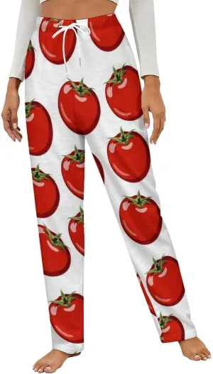 Red Ripe Tomato Women's Flannel Pajama Pants Fleece Lounge Sleep Bottoms PJ