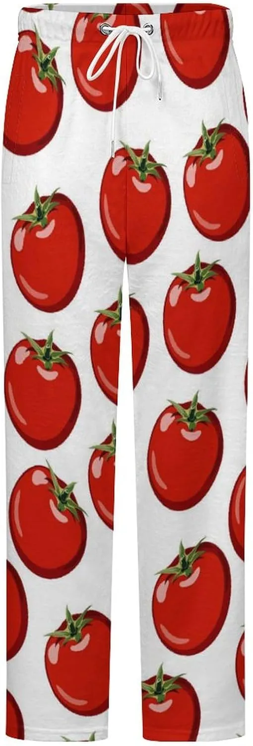 Red Ripe Tomato Women's Flannel Pajama Pants Fleece Lounge Sleep Bottoms PJ
