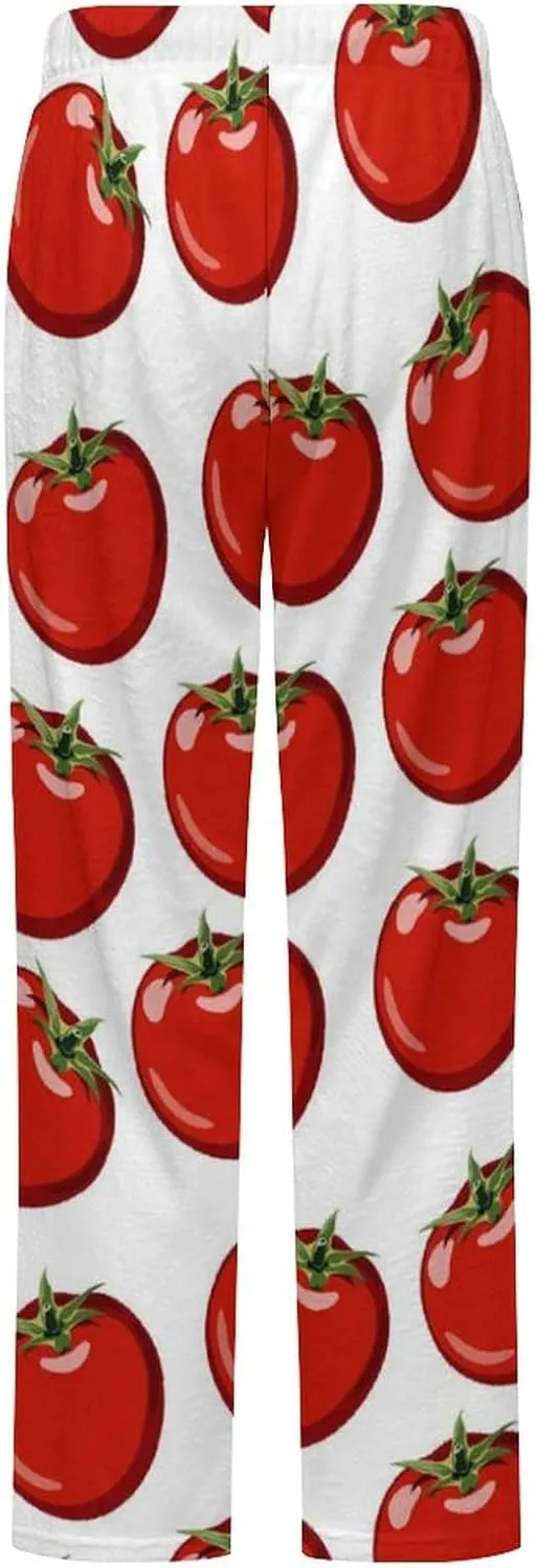 Red Ripe Tomato Women's Flannel Pajama Pants Fleece Lounge Sleep Bottoms PJ