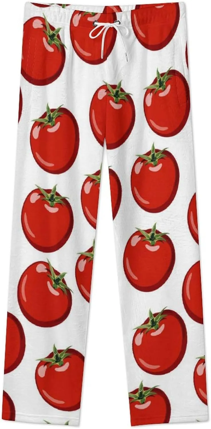 Red Ripe Tomato Women's Flannel Pajama Pants Fleece Lounge Sleep Bottoms PJ
