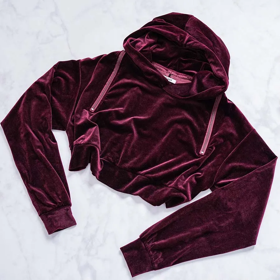 Red Velvet Open Back Detail Hoodie