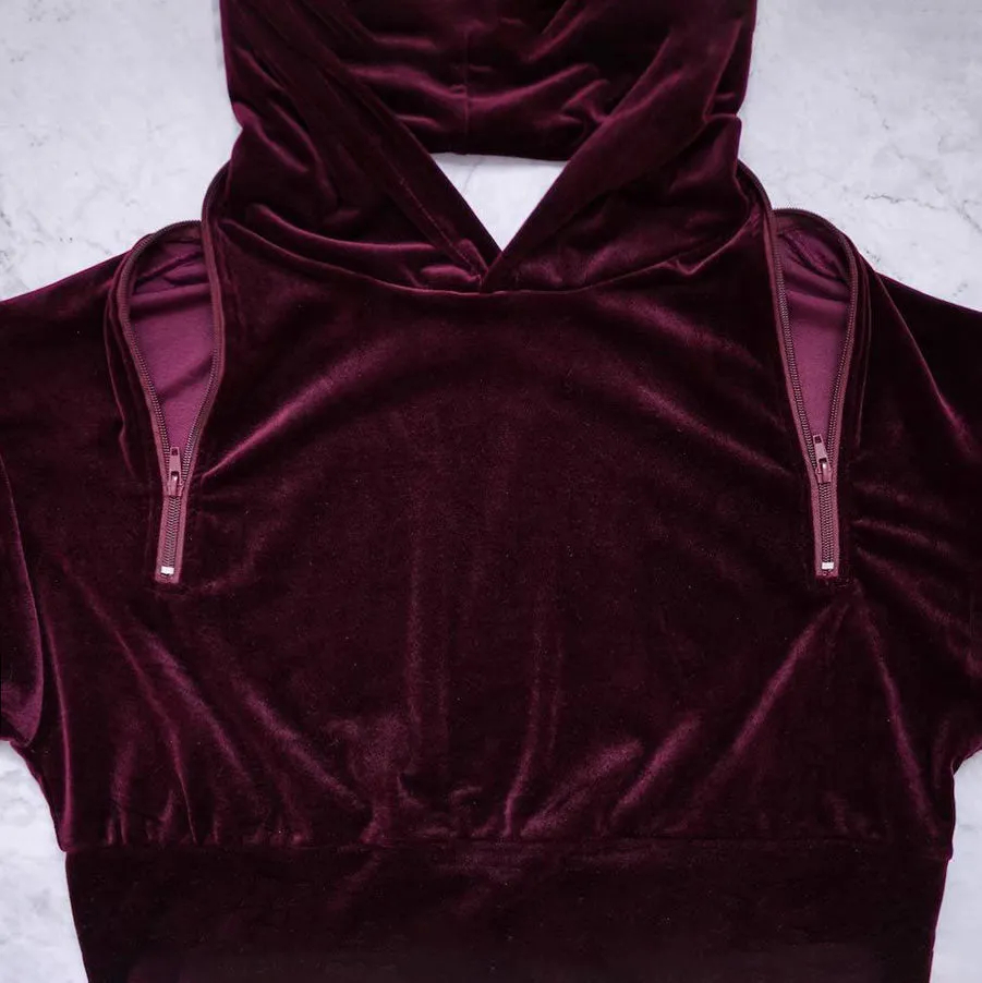 Red Velvet Open Back Detail Hoodie