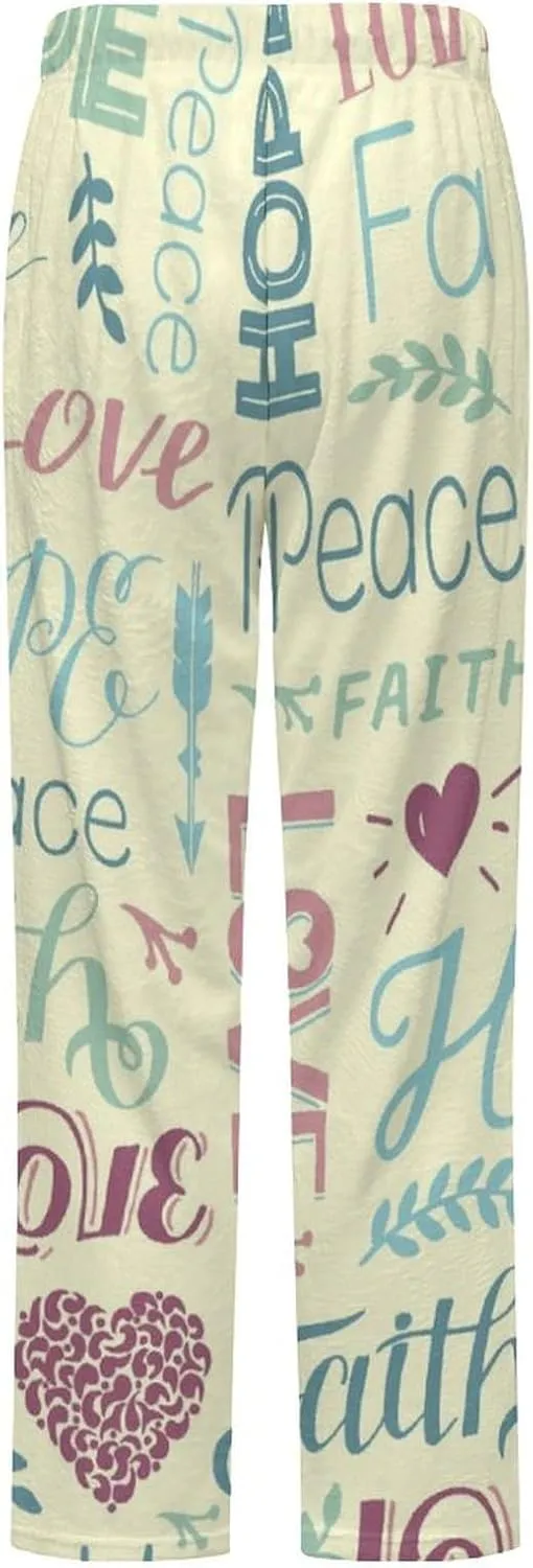 Religious Pattern Women's Flannel Pajama Pants Fleece Lounge Sleep Bottoms PJ