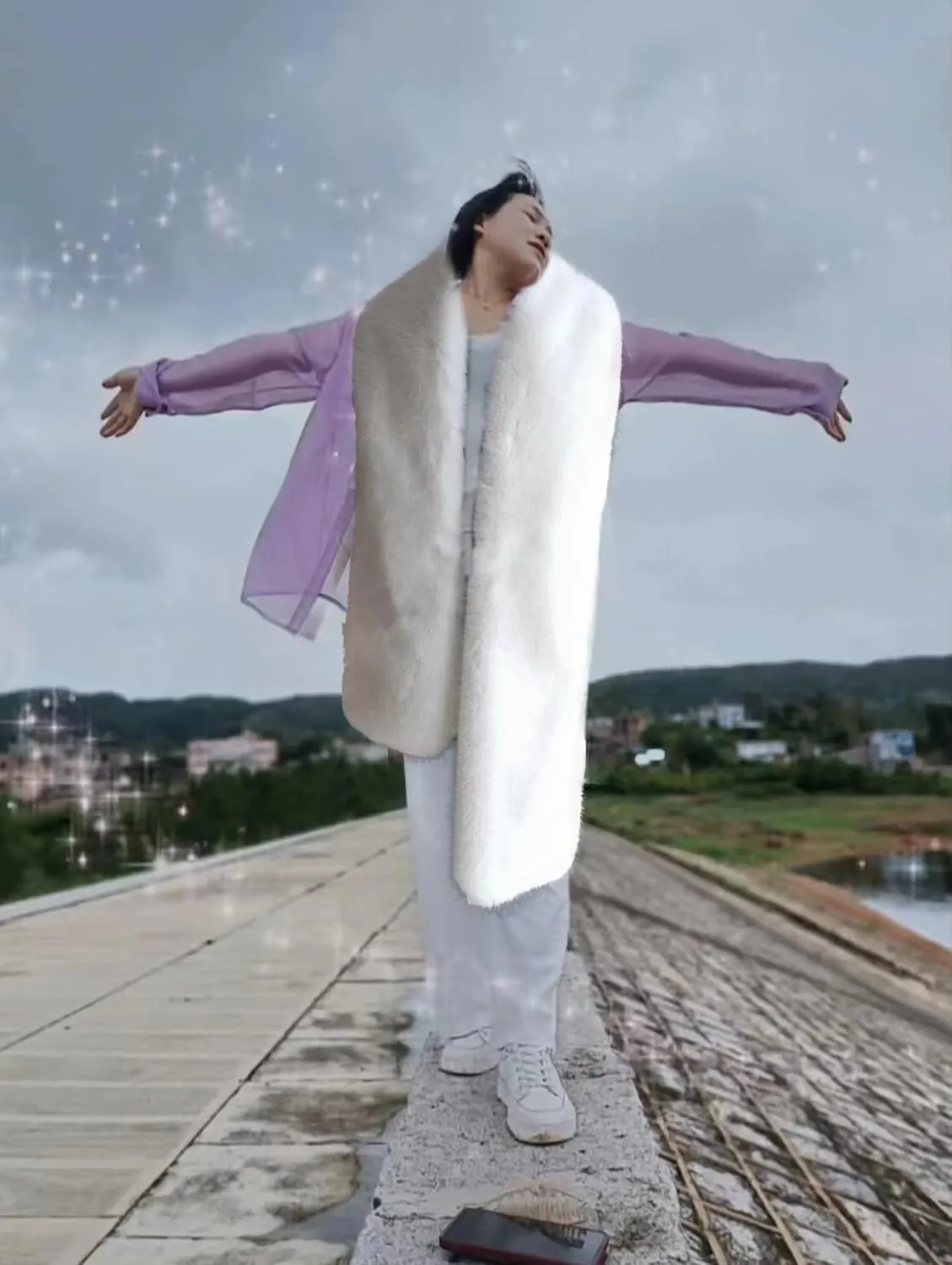 Reversible Plush Shawl Scarf