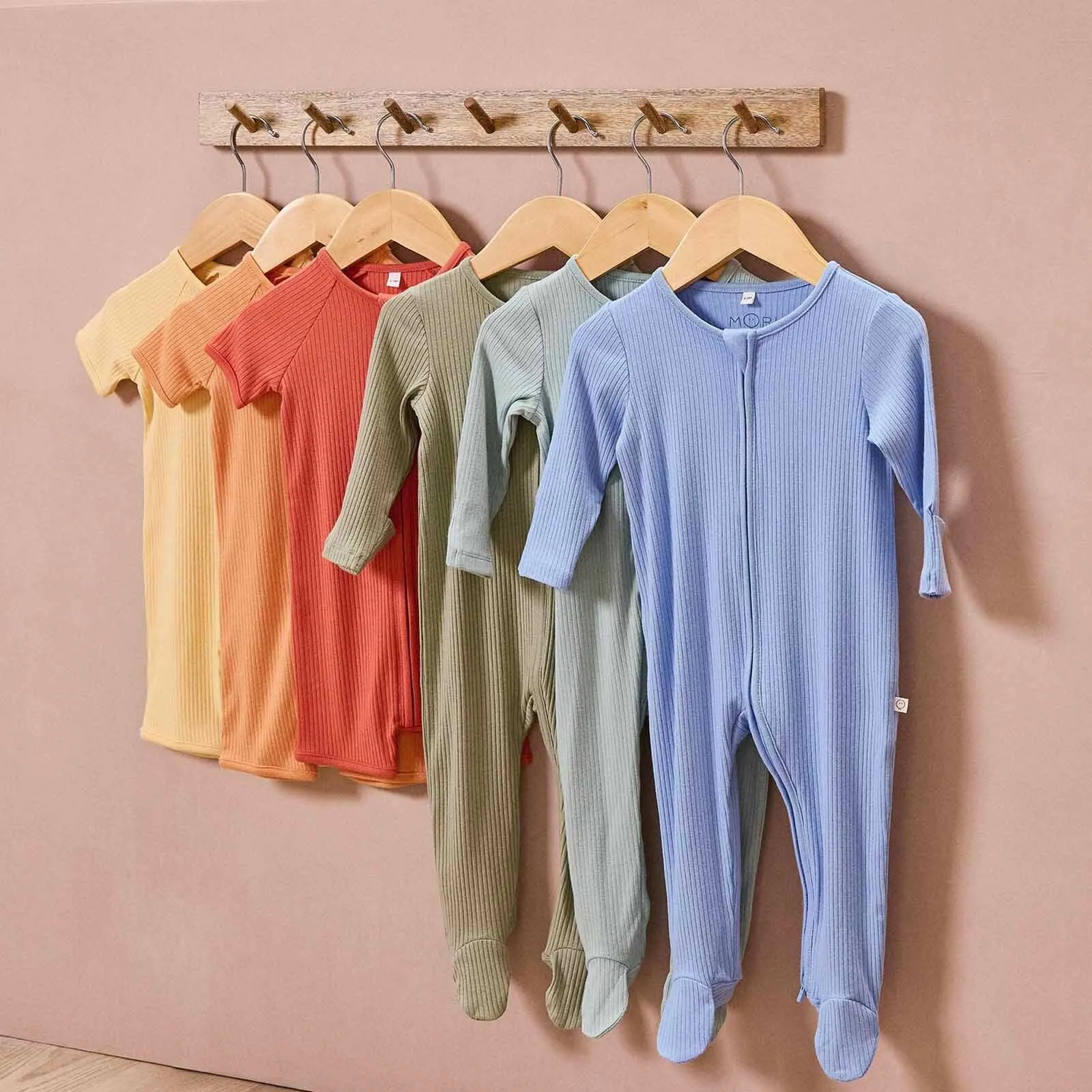 Ribbed Clever Zip Baby Pajamas & Summer Pajamas 6 Pack