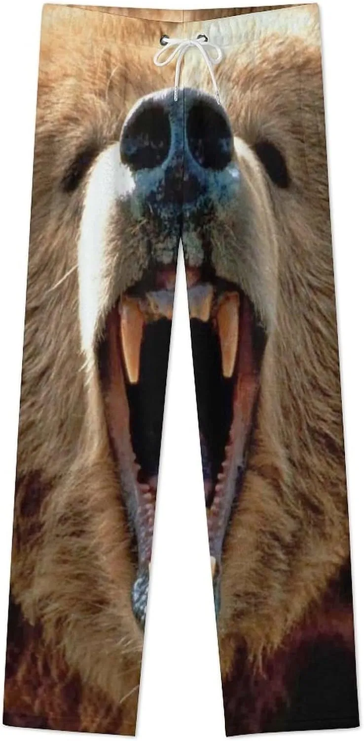Roaring Grizzly Bear Women's Flannel Pajama Pants Fleece Lounge Sleep Bottoms PJ