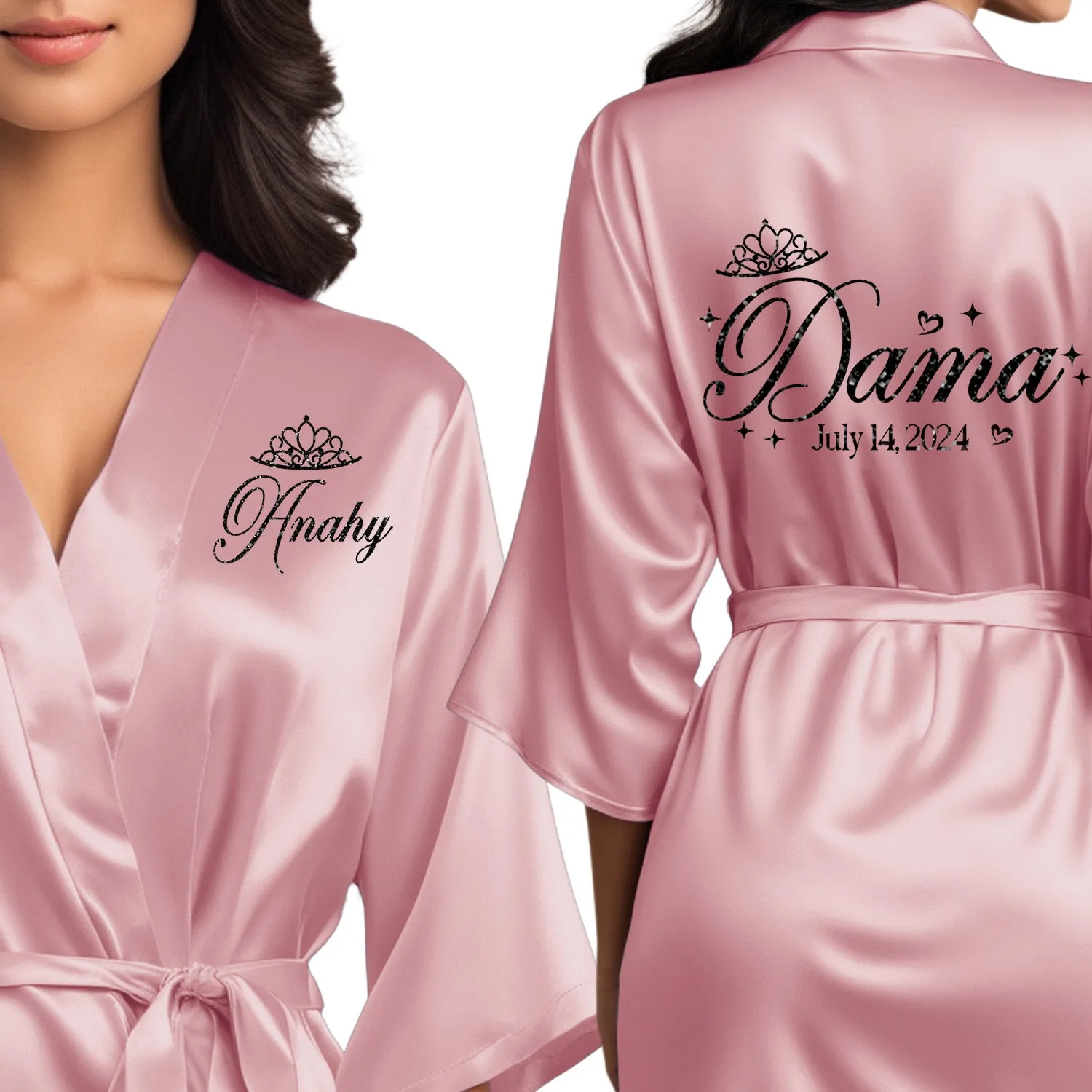 Rose Pink Mis Quince Años Robes, Pretty Quinceañera Robes, Robes for Mama de Quince | Quinceañera Gift
