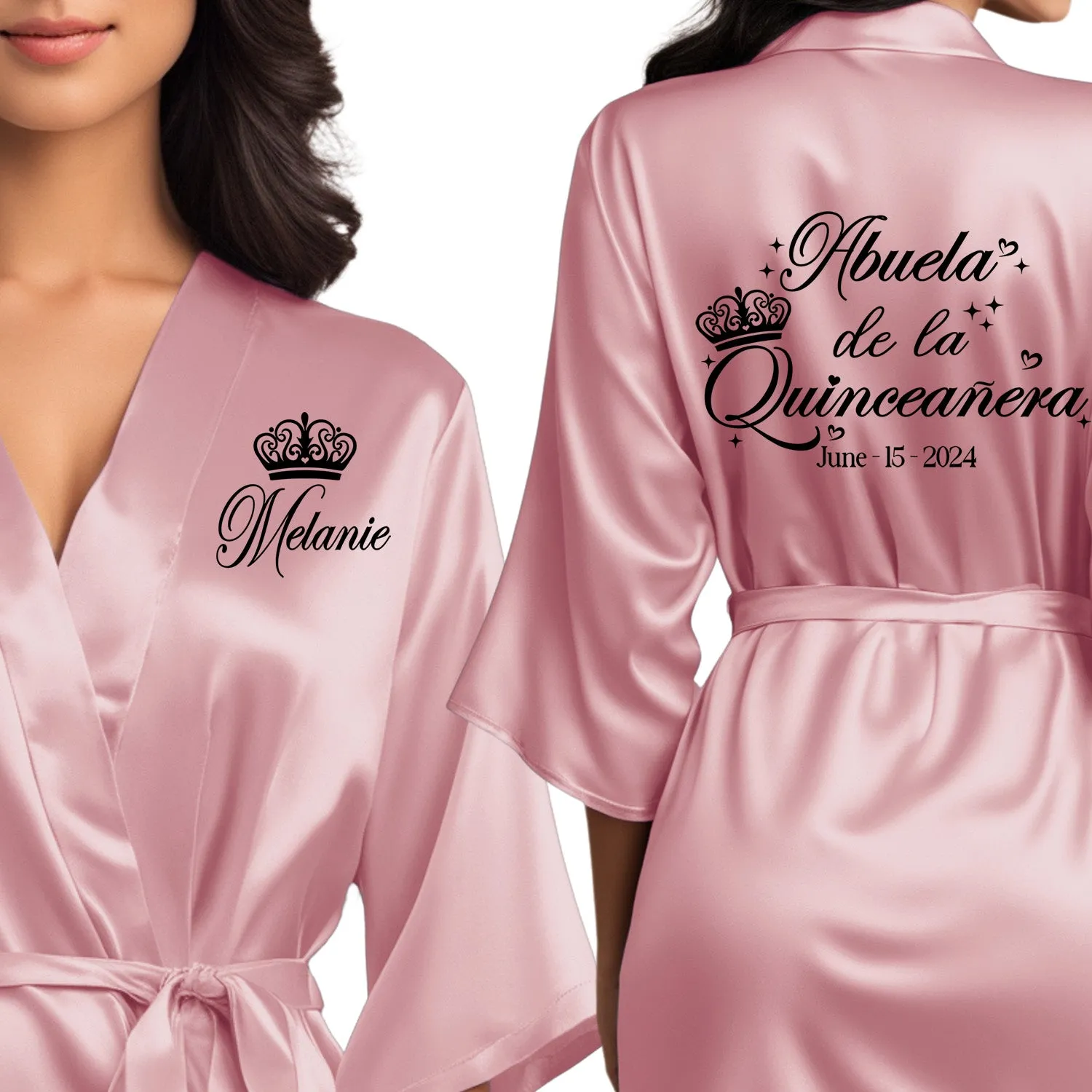 Rose Pink Mis Quince Años Robes, Pretty Quinceañera Robes, Robes for Mama de Quince | Quinceañera Gift
