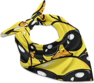 Rubber Yellow Duck With Glasses Bandanas Face Mask Square Scarf Headwear Silk Head Scarves Lightweight Wrap Neck Scarf