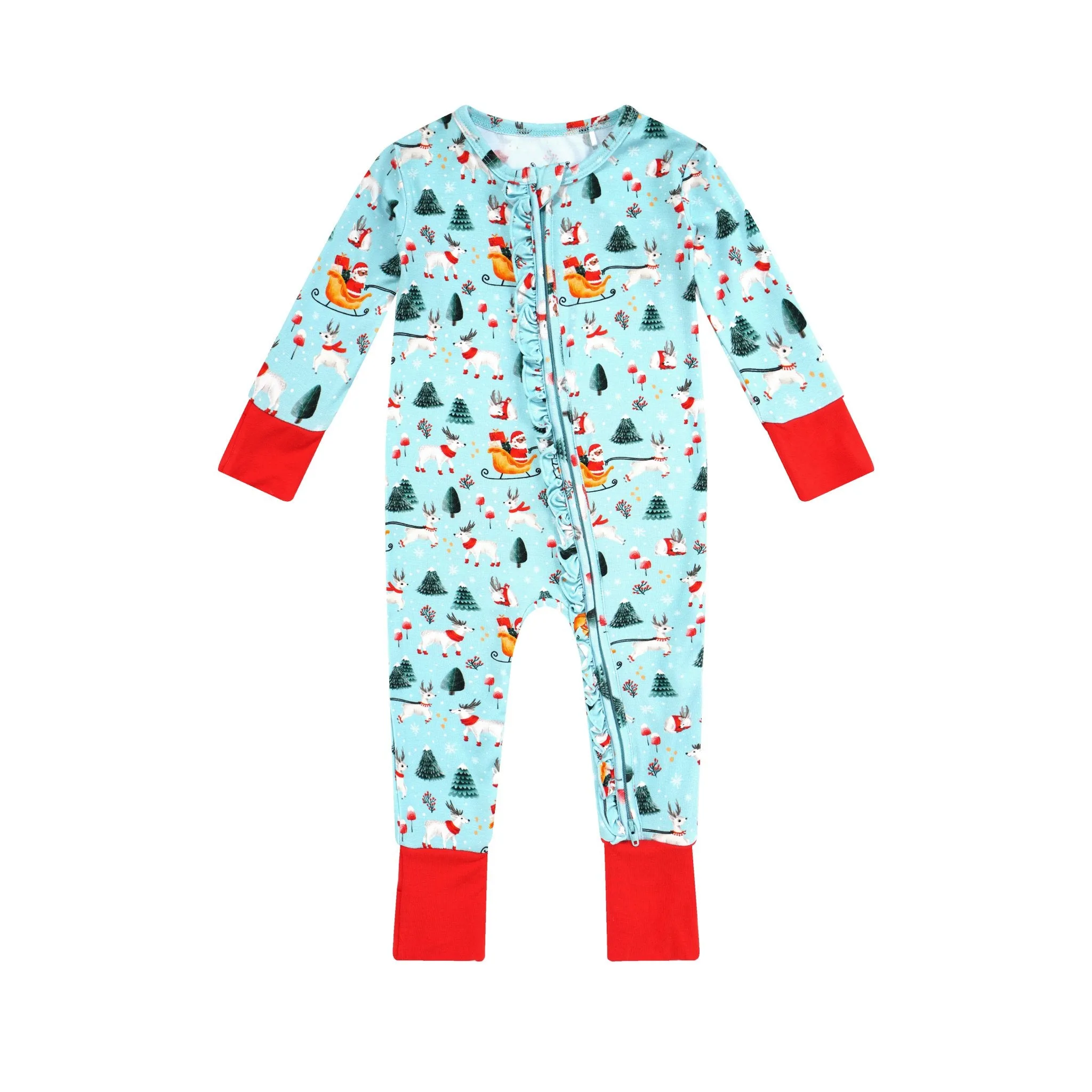 Ruffle Dark Santa Bamboo Romper