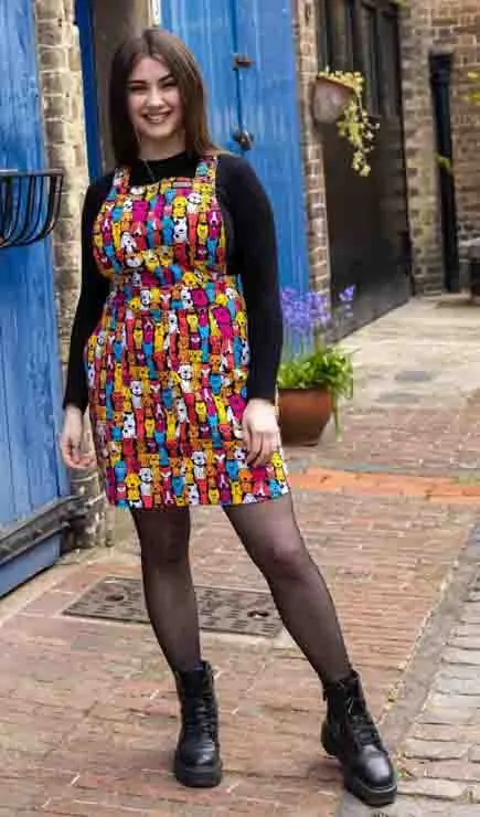 Run & Fly - Finding Fox Dog Stretch Twill Pinafore Dress