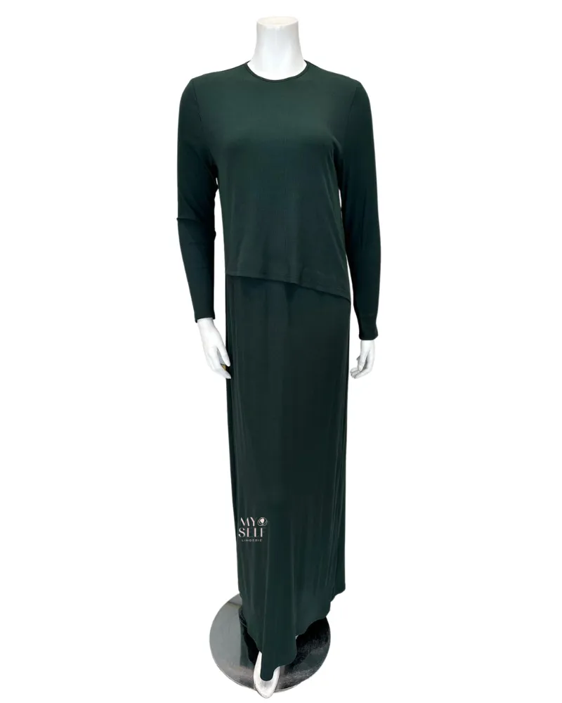 S6522 Peacock Ribbed Diagonal Overlay Modal Nursing Nightgown