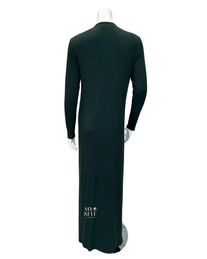 S6522 Peacock Ribbed Diagonal Overlay Modal Nursing Nightgown
