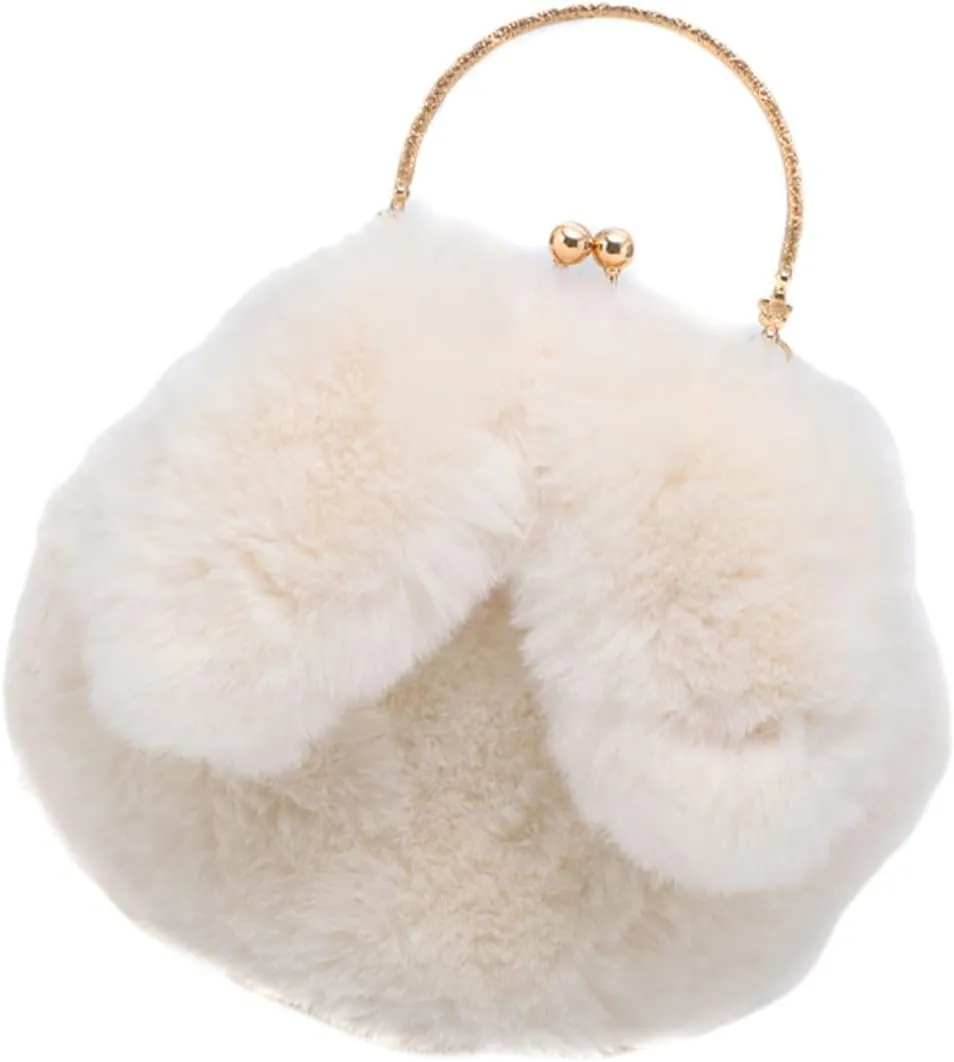 SAFIGLE 1 x Plush Rabbit Ears Shoulder Bag, Plush Shoulder Bag, Plush Chain Bag, Women's Chain Bag, Shoulder Bag, Women's Plush Bag, Rabbit Ear Shoulder Bag
