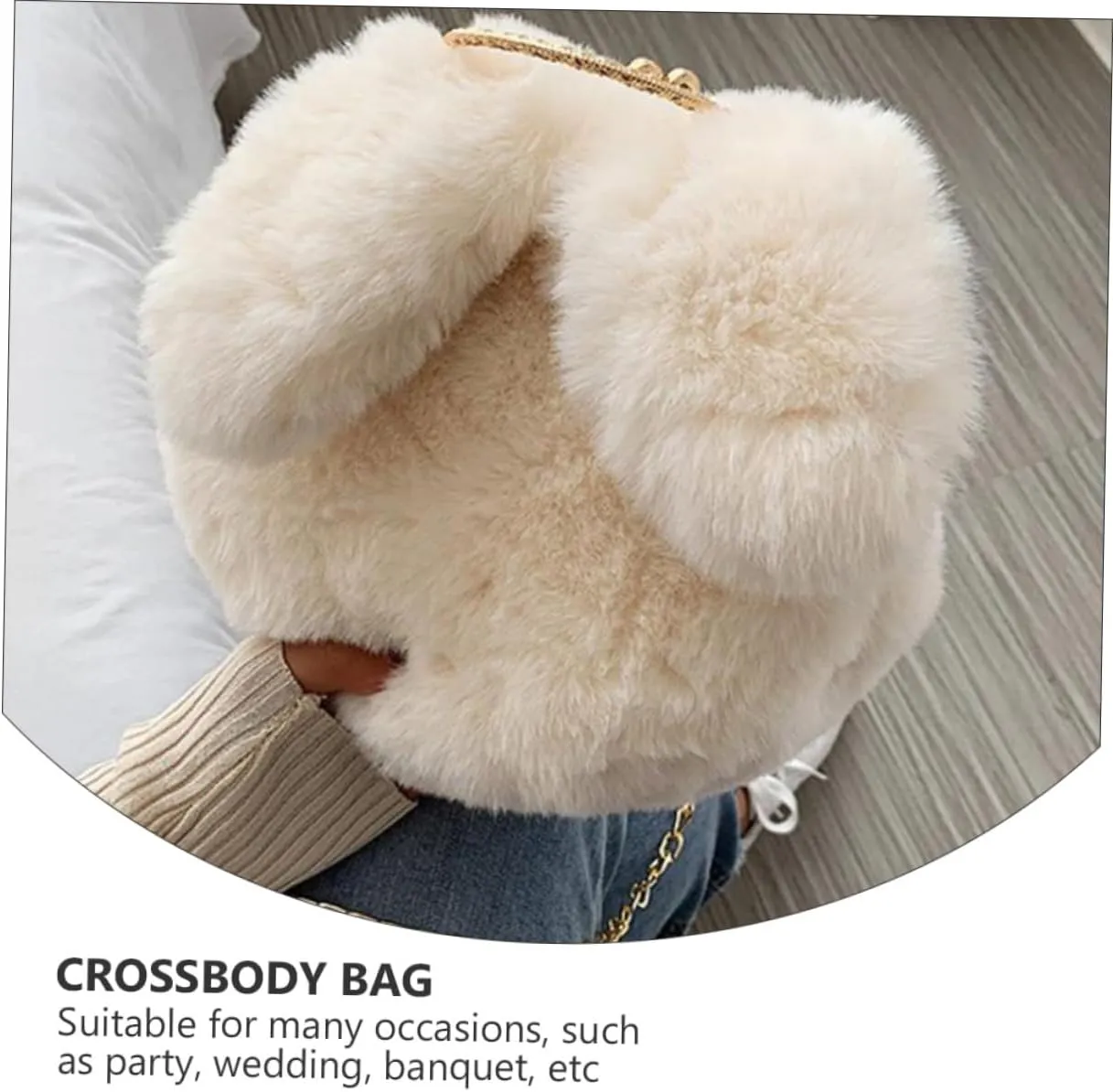 SAFIGLE 1 x Plush Rabbit Ears Shoulder Bag, Plush Shoulder Bag, Plush Chain Bag, Women's Chain Bag, Shoulder Bag, Women's Plush Bag, Rabbit Ear Shoulder Bag