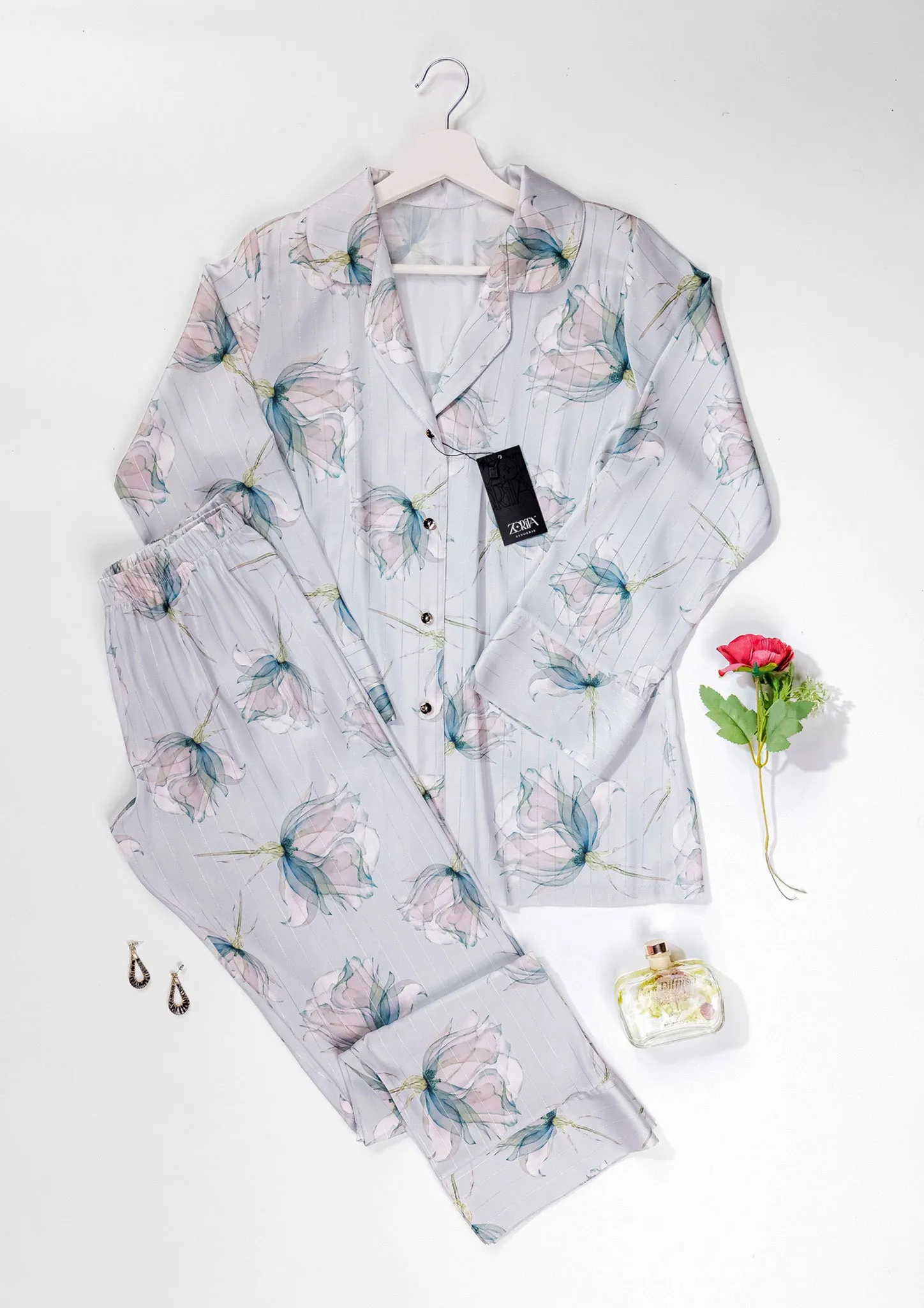 Satin Pajama 2 Pcs Model Number 3487