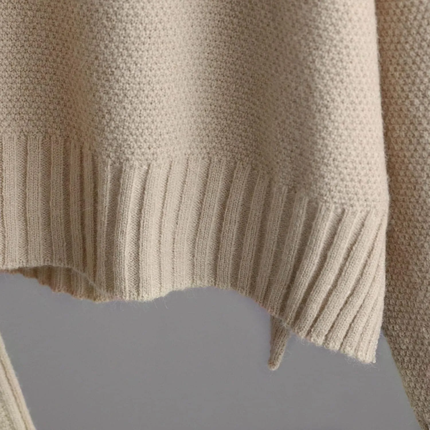 Satin Pajama Set for Women Women's Knitted Set Autumn and Winter Knitting Suit High Collar Ribbed Knit Sweater