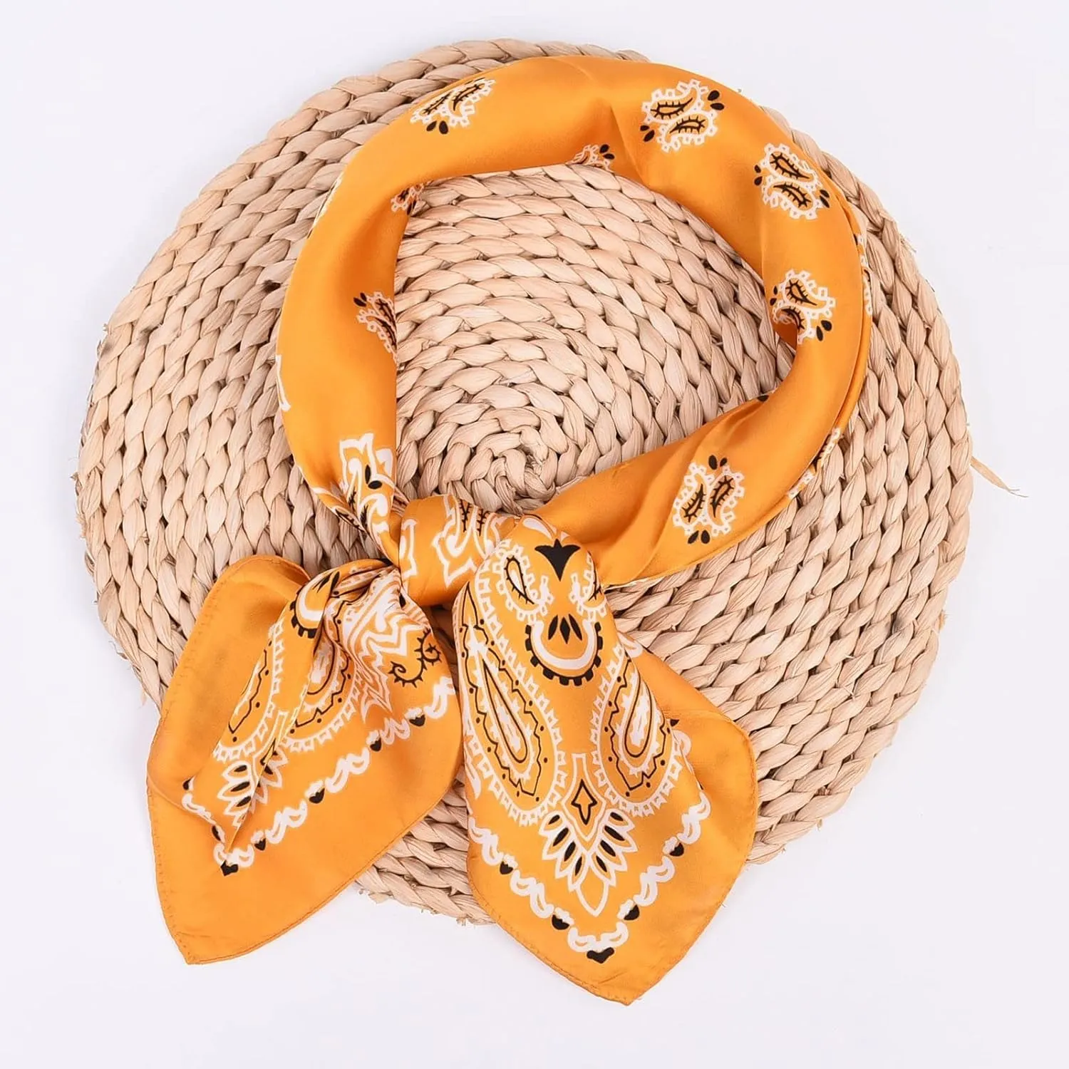 Satin Vintage Square Head Scarves Silk Like Neck Scarf Hair Sleeping Wrap Satin Silk Scarfs for Women