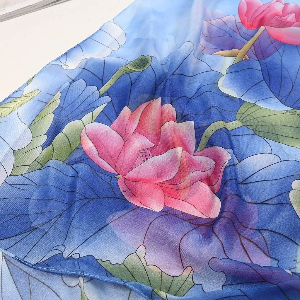 Scarves For Women Scarves For Women Lightweight Silk Scarfs For Women 160 * 50cm Women Flower Print Long Soft Wrap