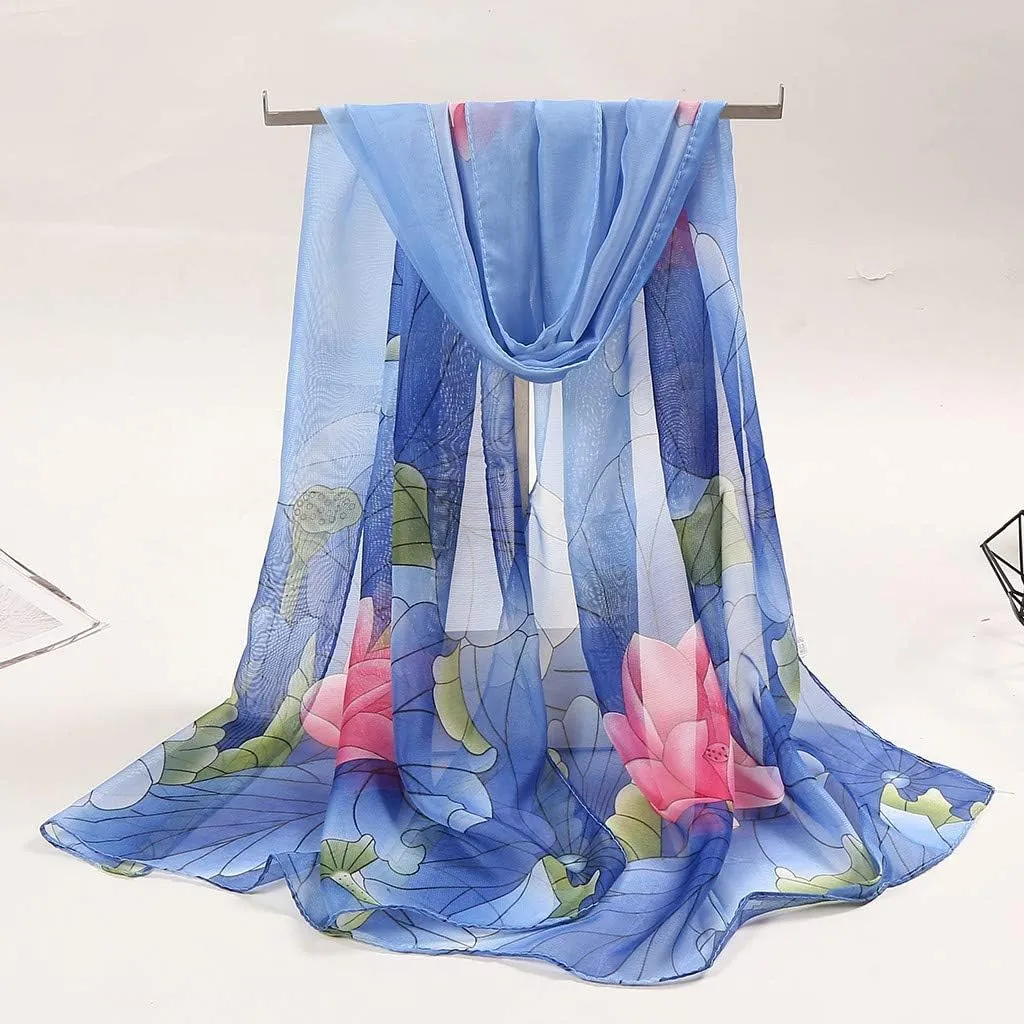 Scarves For Women Scarves For Women Lightweight Silk Scarfs For Women 160 * 50cm Women Flower Print Long Soft Wrap