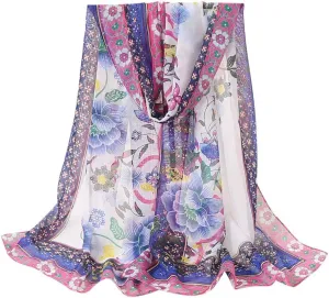 Scarves For Women Silk Scarf For Women Fashion Women Flowers Printing Long Soft Wrap Scarf Shawl Scarves For