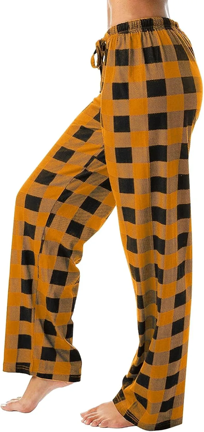 sdbrld Plaid Pj Pants Women,Women's Pajama Pant Lounge Baggy High Wasited Wide Leg Pants Comfy Casual Trendy Printed Pj Pants