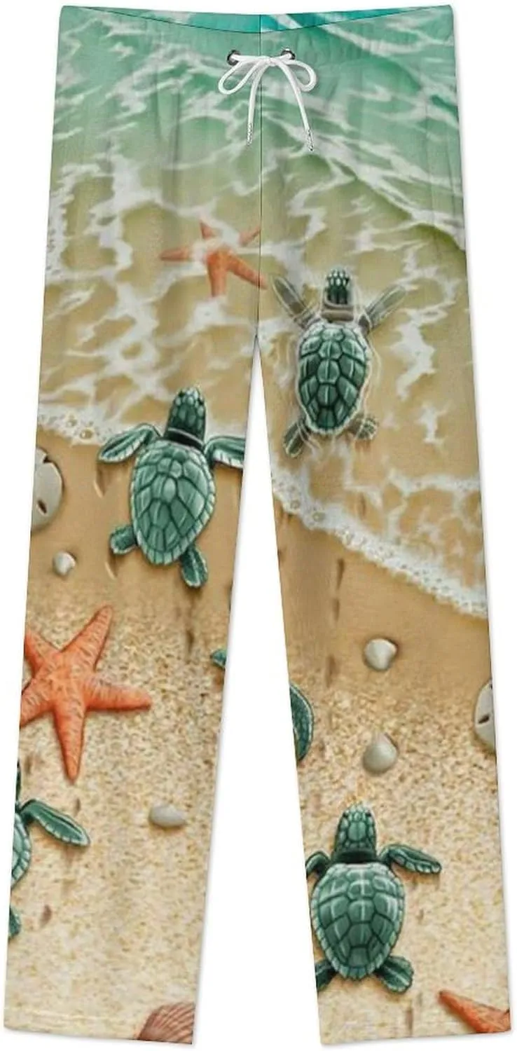 Sea Turtles Women's Flannel Pajama Pants Fleece Lounge Sleep Bottoms PJ