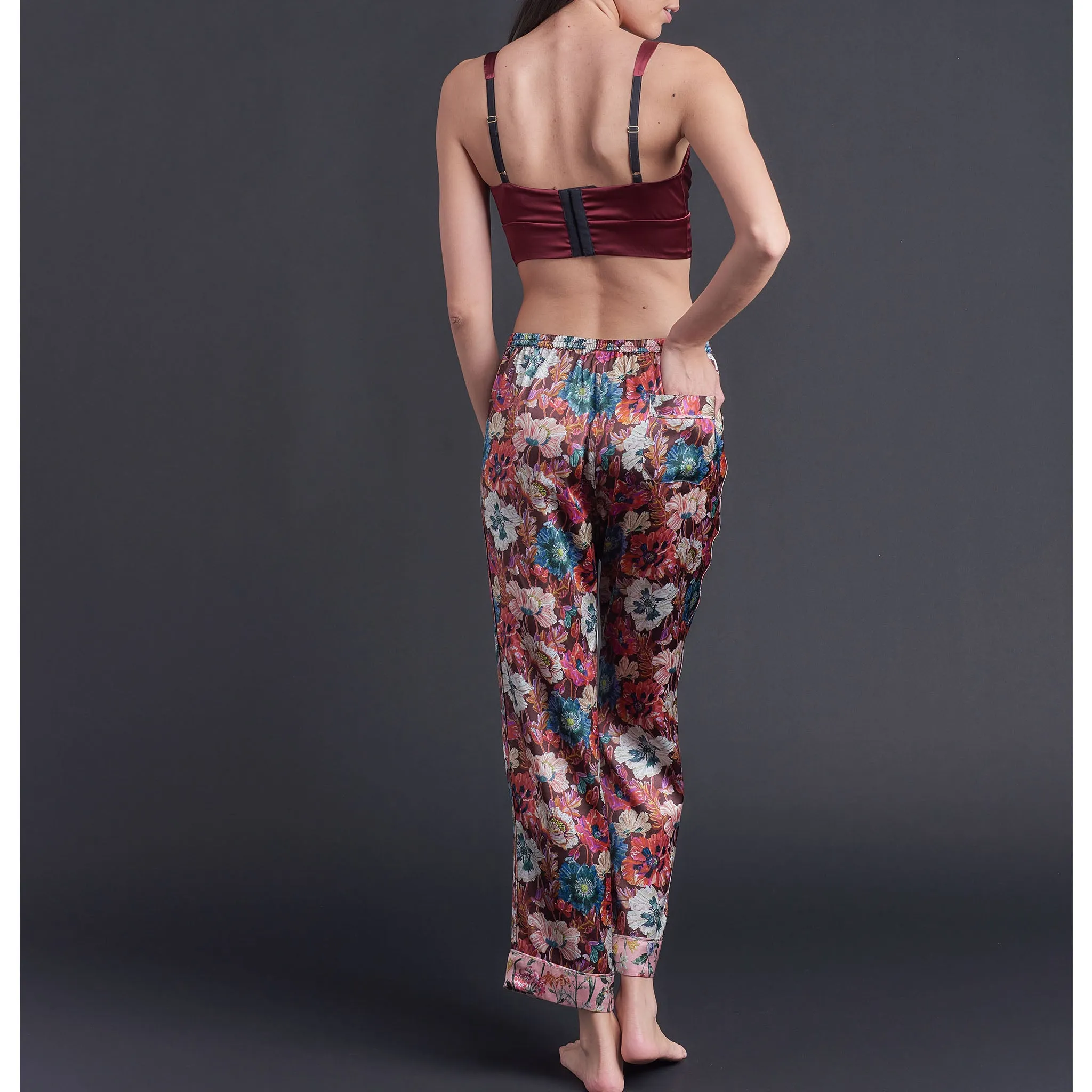 Serena Pajama Pant in Poppy Liberty Print Silk Charmeuse