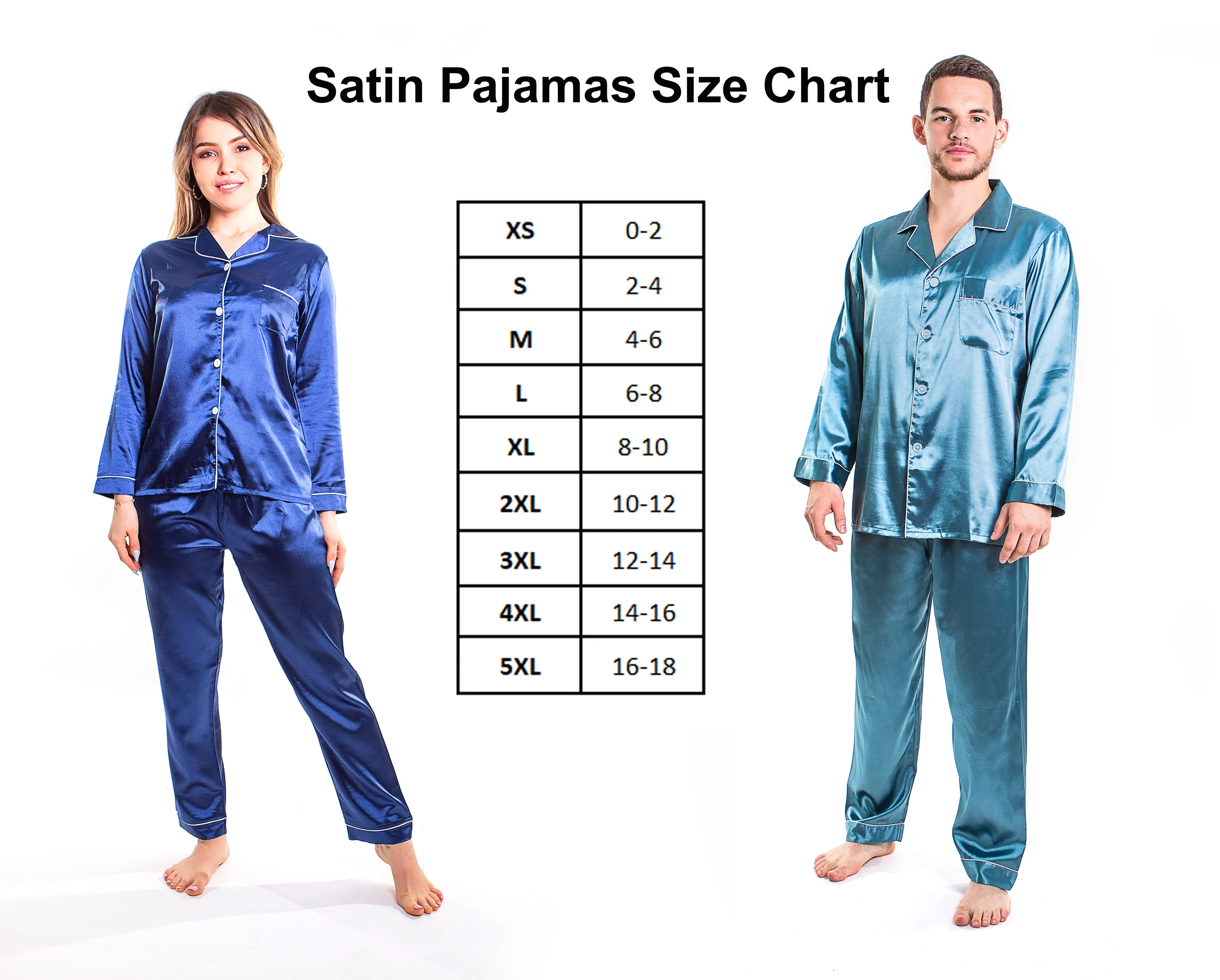 Set of 5 Bridesmaids Pajamas, Custom Wedding Satin Pajamas  - Long   Long